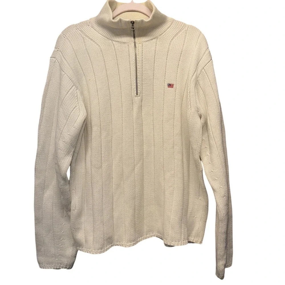 Vintage Polo Co Ralph Lauren Beige‎ pullover sweater L Hong Kong 100% Cott